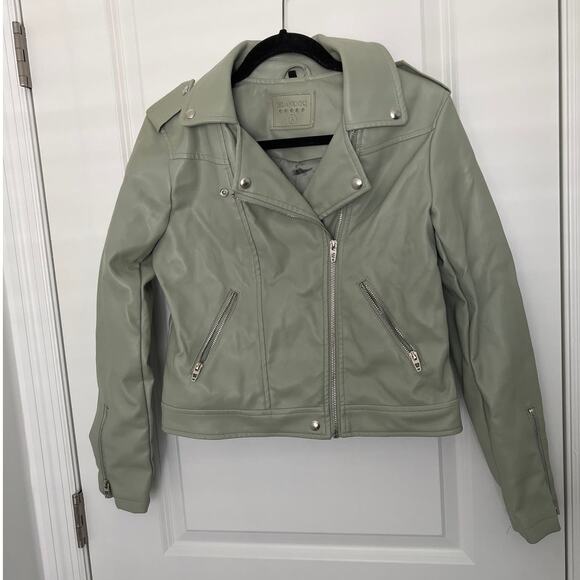 Blank NYC Long Sleeve Full Zip Motorcycle Jacket Light Green Women's Size Small - Picture 1 of 6